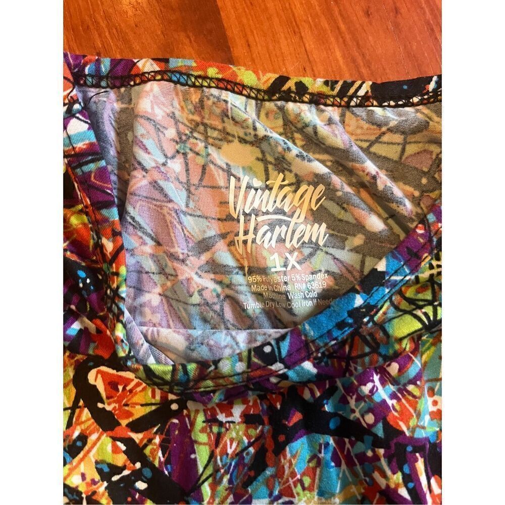 Vintage Harlem abstract print top size 1X - Picture 6 of 7